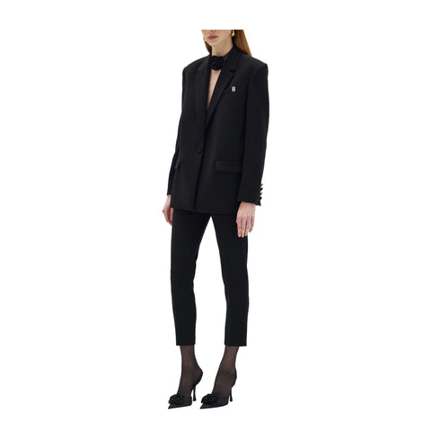 Blugirl by Blumarine Pantaloni Pantalone Donna a vita alta in cady Nero - Francavilla Moda